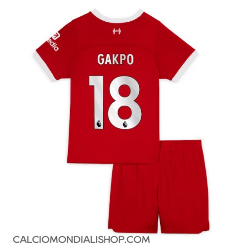 Maglie da calcio Liverpool Cody Gakpo #18 Prima Maglia Bambino 2023-24 Manica Corta (+ Pantaloni corti)